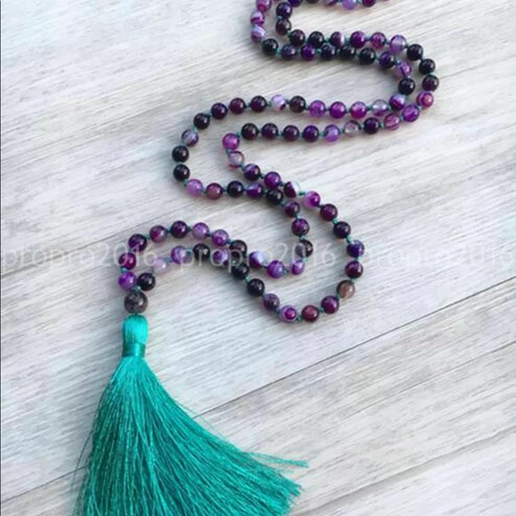 Charged✨ Beautiful Purple Agate Mala Gemstone - Picture 3 of 4